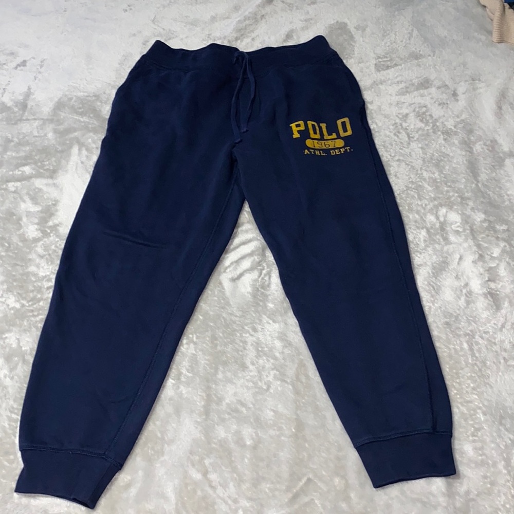 Preowned POLO RALPH LAUREN Men's Navy Blue Polo ATHL. DEPT. Fleece Drawstring